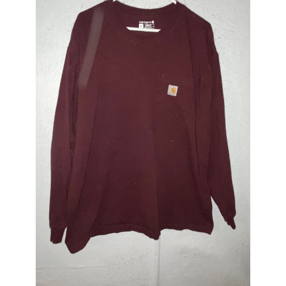 Carhartt Men's T-Shirt Size X-Large Red Long Sleeve Original Fit Logo